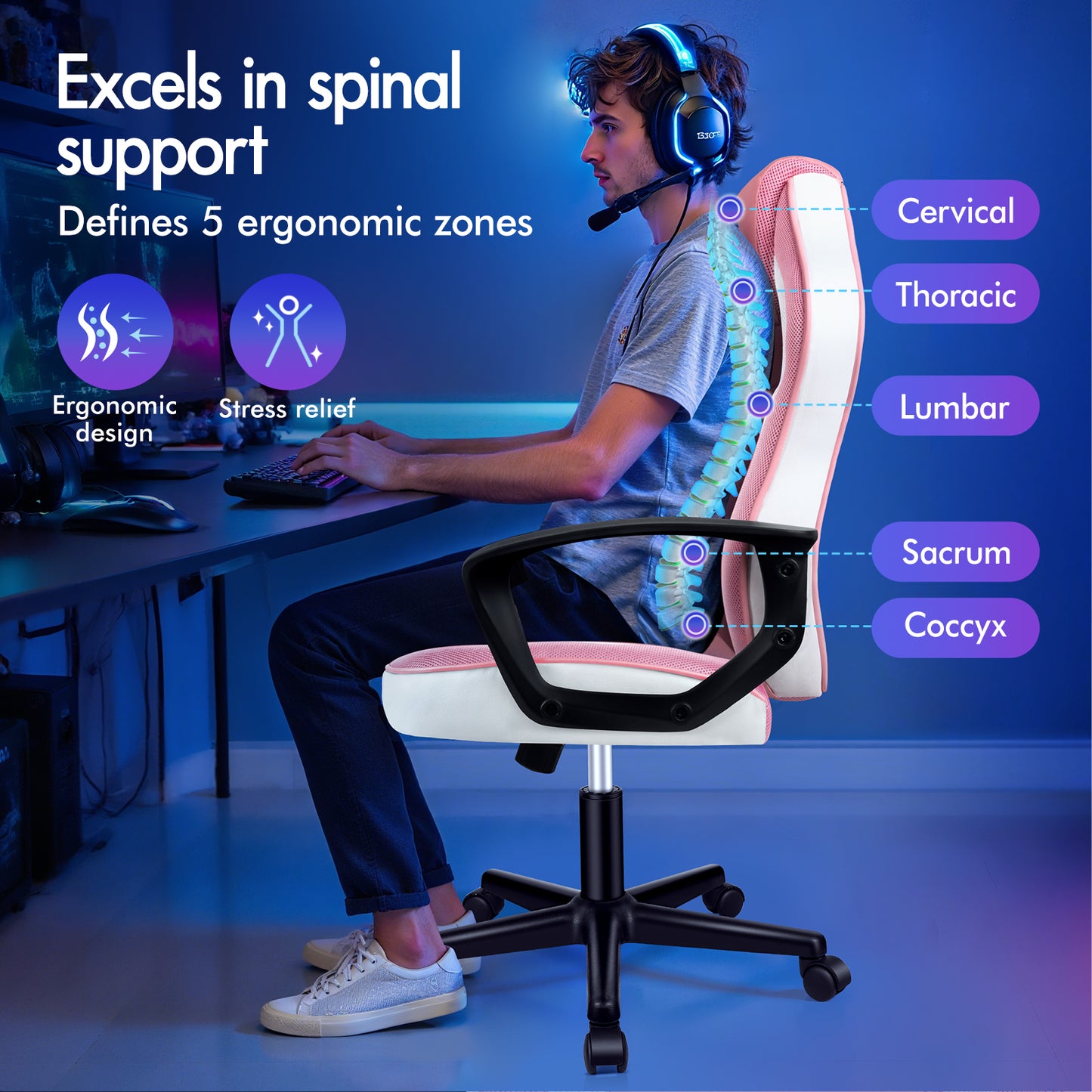ELFORDSON Gaming Chair Racing Office Ergonomic Padded Swivel Executive Computer