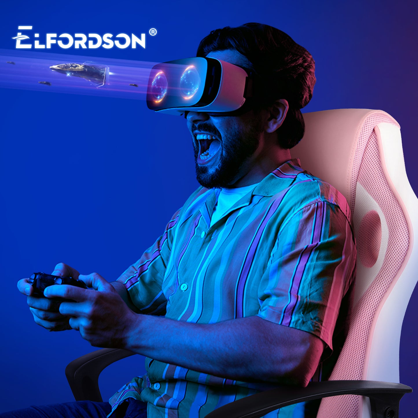 ELFORDSON Gaming Chair Racing Office Ergonomic Padded Swivel Executive Computer