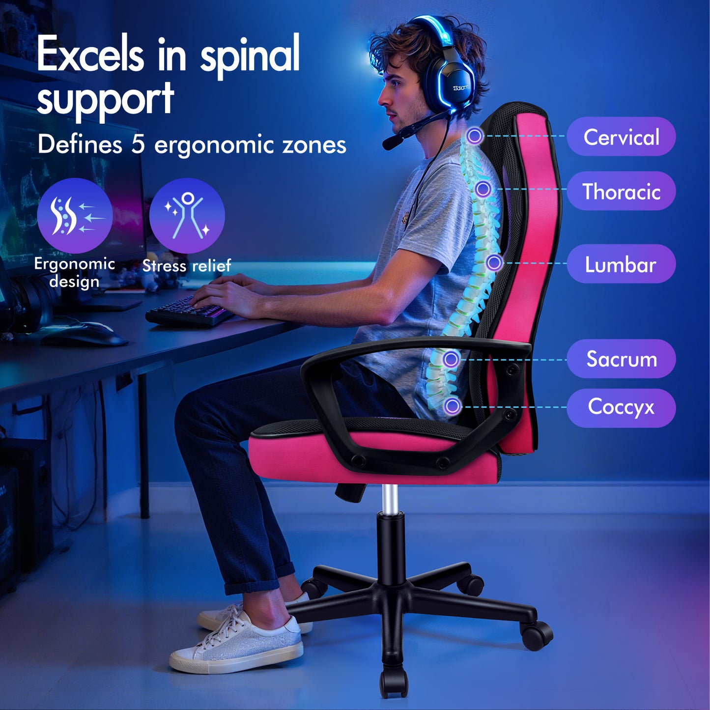 ELFORDSON Gaming Chair Racing Office Ergonomic Padded Swivel Executive Computer