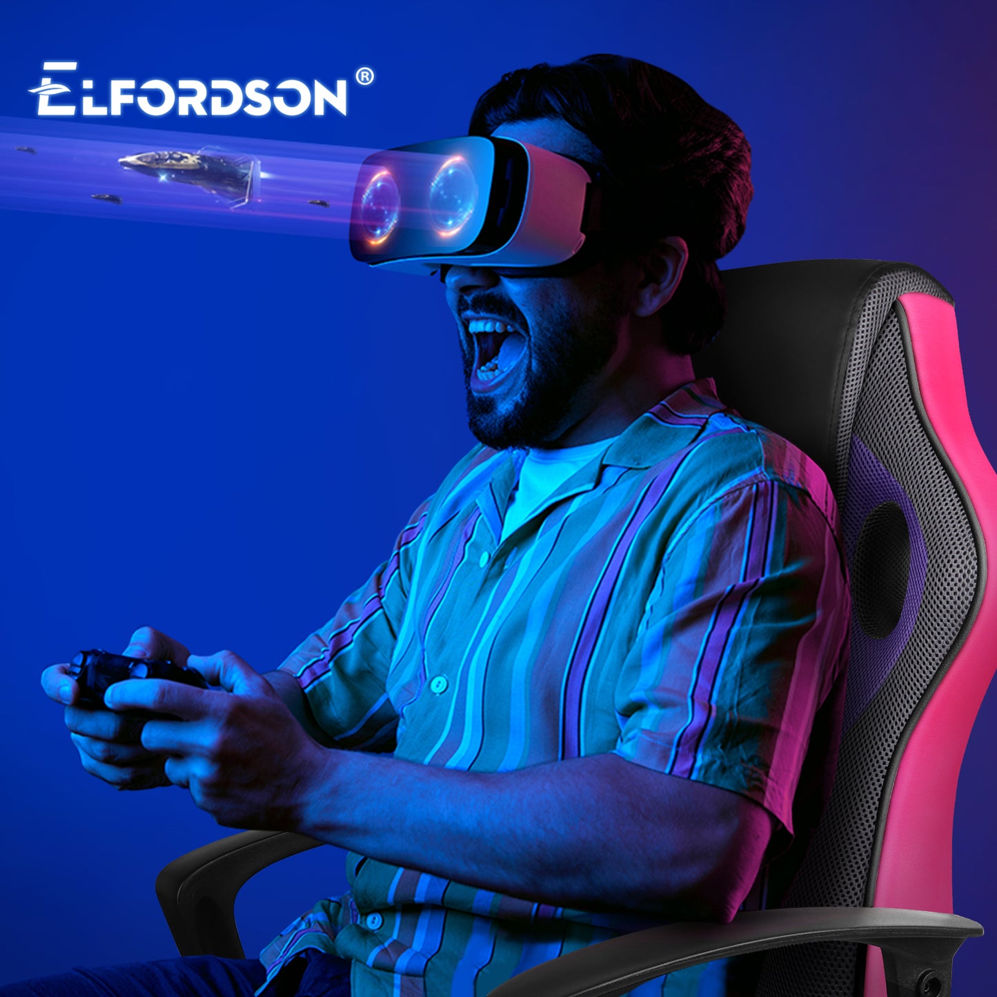 ELFORDSON Gaming Chair Racing Office Ergonomic Padded Swivel Executive Computer