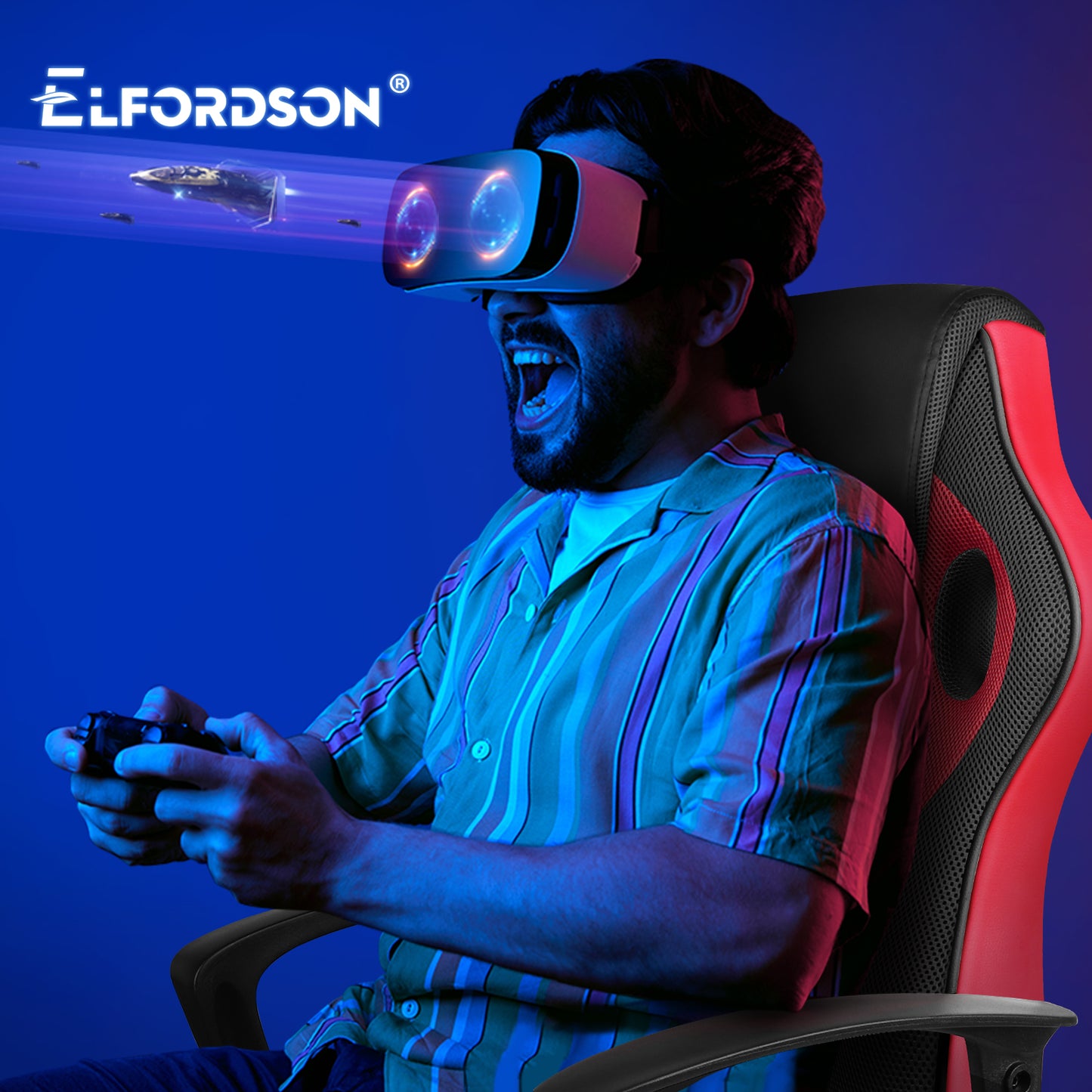 ELFORDSON Gaming Chair Racing Office Ergonomic Padded Swivel Executive Computer