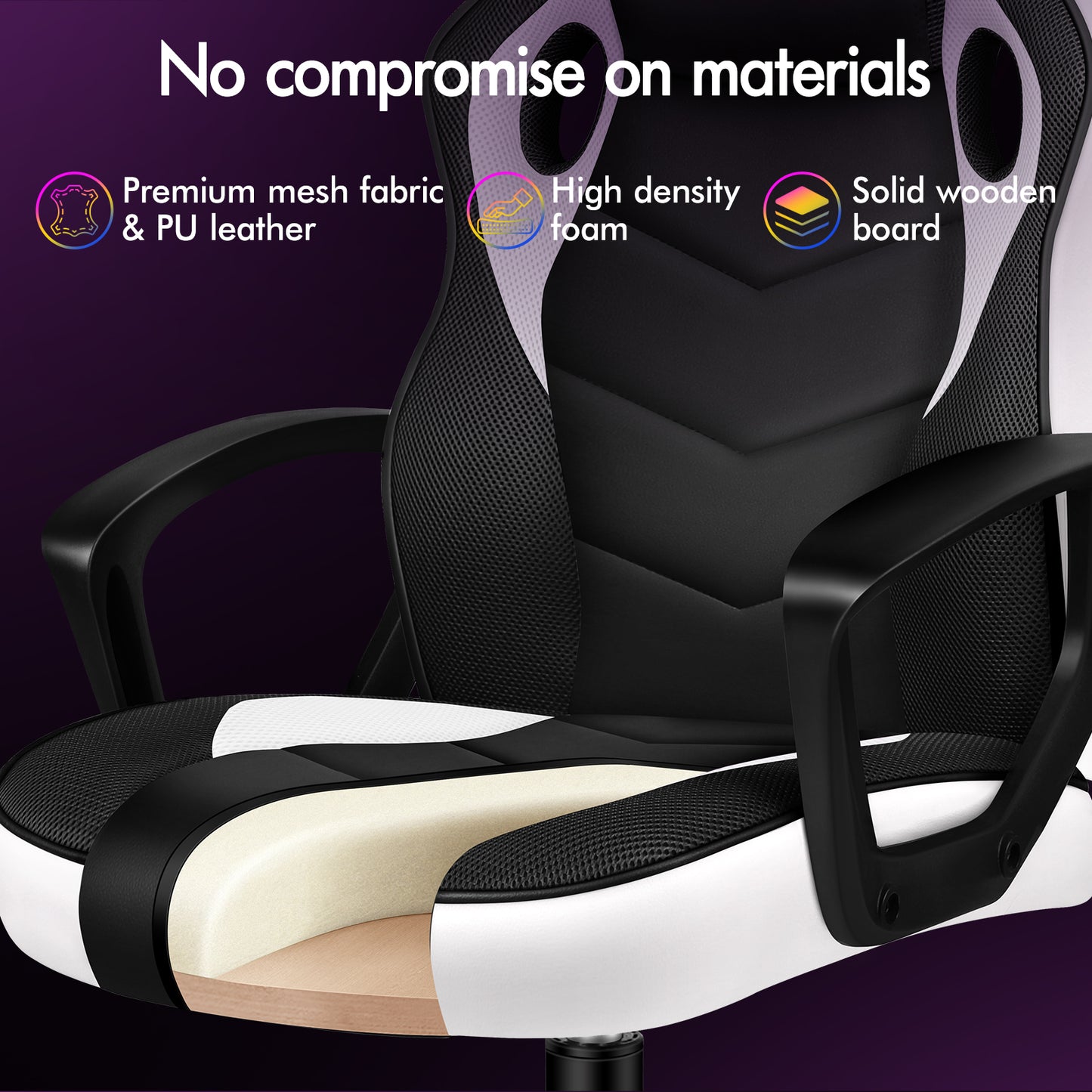 ELFORDSON Gaming Chair Racing Office Ergonomic Padded Swivel Executive Computer