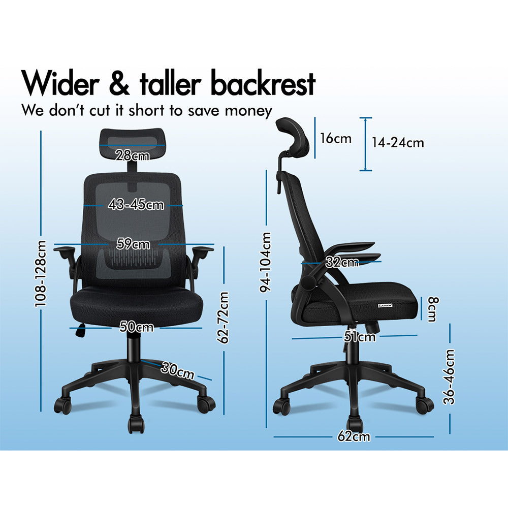 ELFORDSON Mesh Office Chair Executive Fabric Seat Tilt Computer All Black