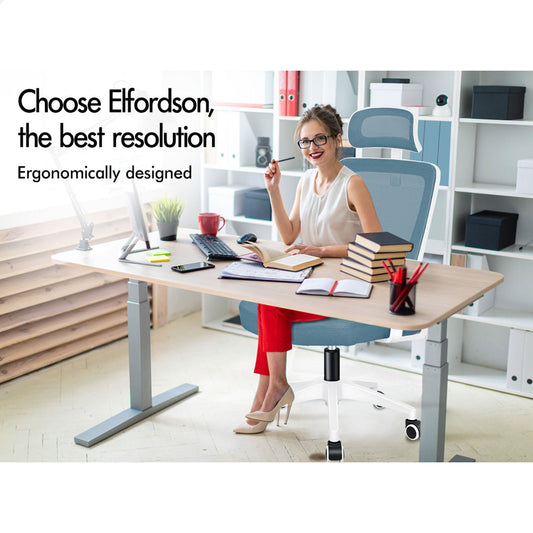 ELFORDSON Mesh Office Chair Executive Fabric Seat Tilt Computer Blue