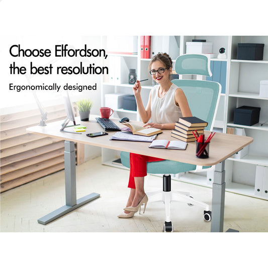 ELFORDSON Mesh Office Chair Executive Fabric Seat Tilt Computer Cyan