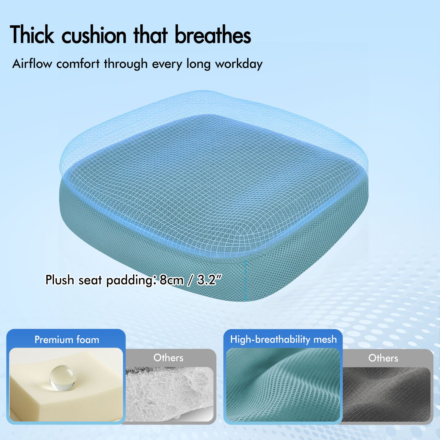 ELFORDSON Mesh Office Chair Executive Fabric Seat Tilt Computer Cyan