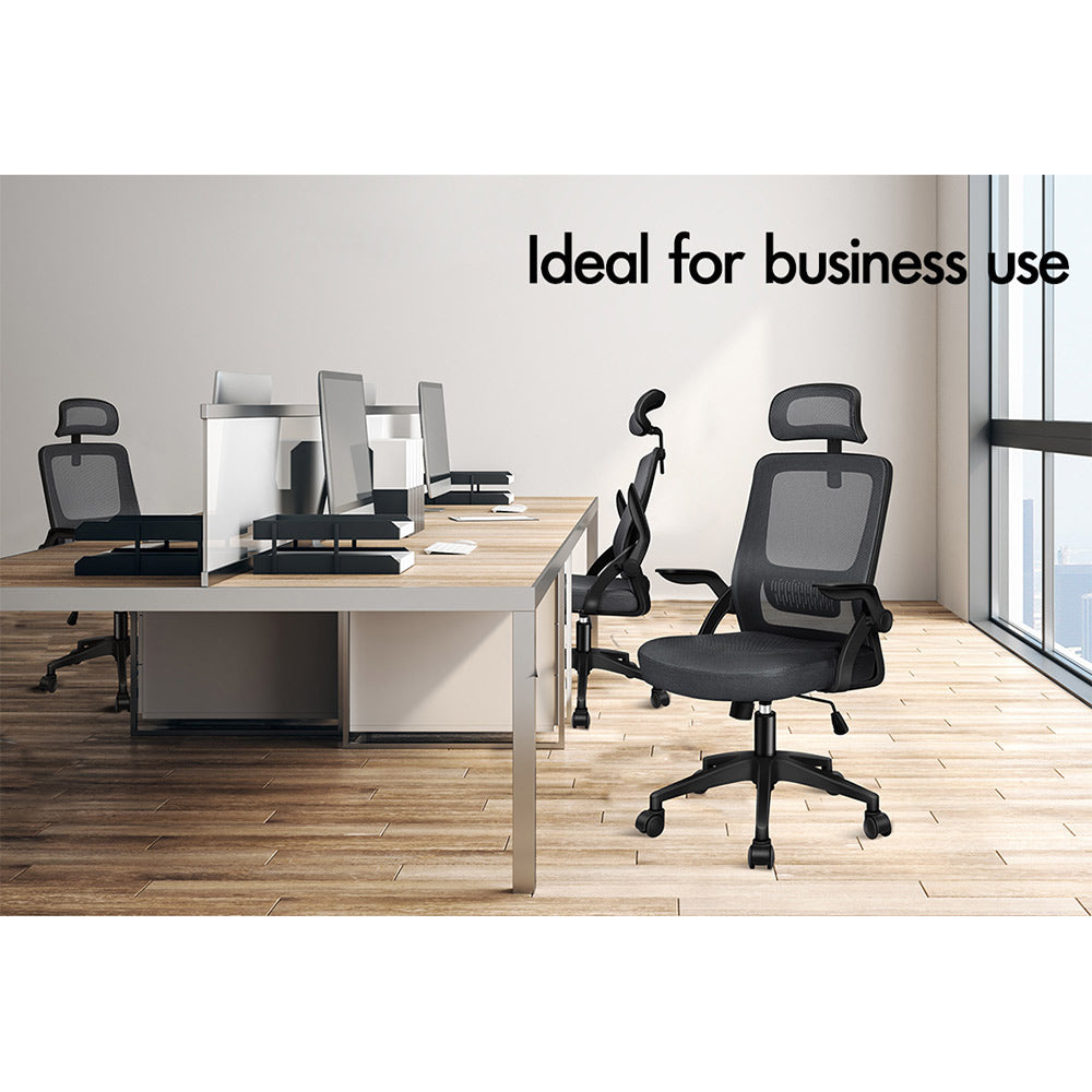 ELFORDSON Mesh Office Chair Executive Seat Tilt Racing Computer Dark Grey