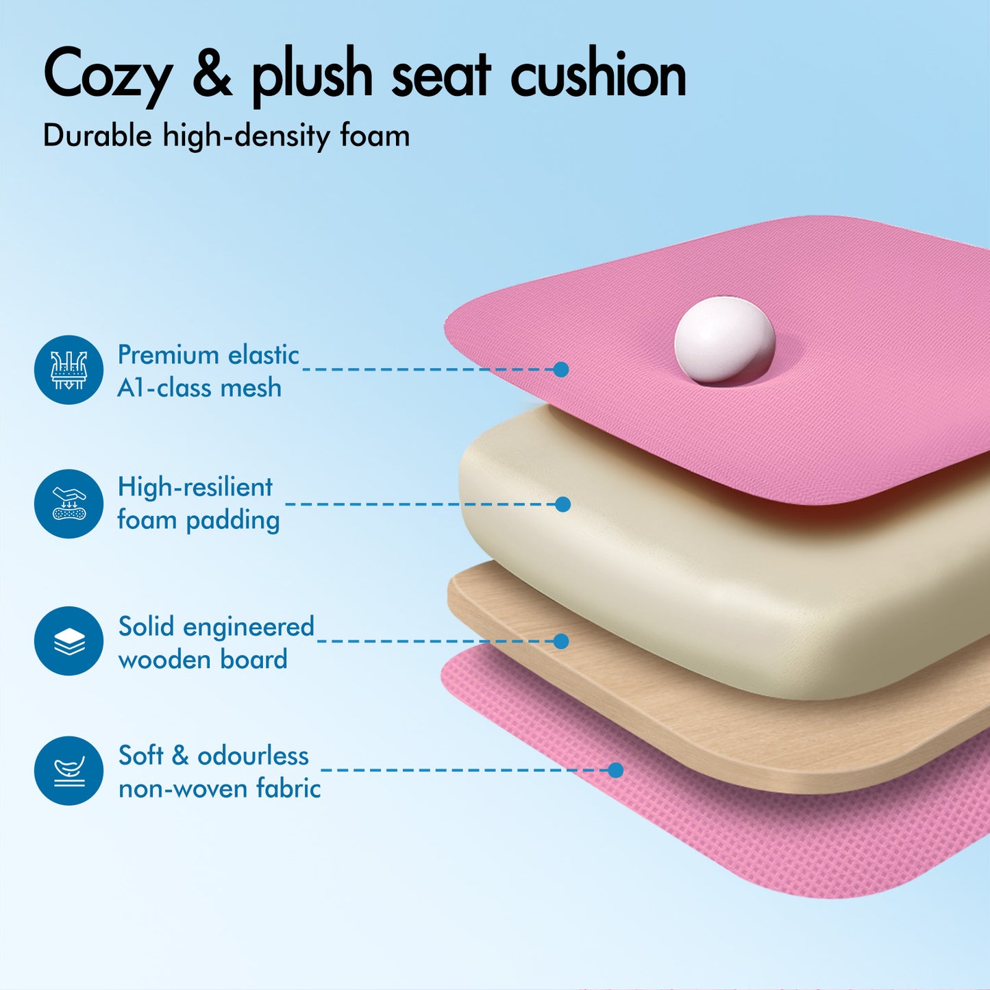 ELFORDSON Mesh Office Chair Executive Fabric Seat Tilt Computer Pink