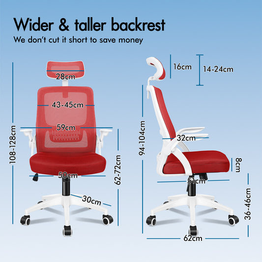 ELFORDSON Mesh Office Chair Executive Fabric Seat Tilt Computer Red