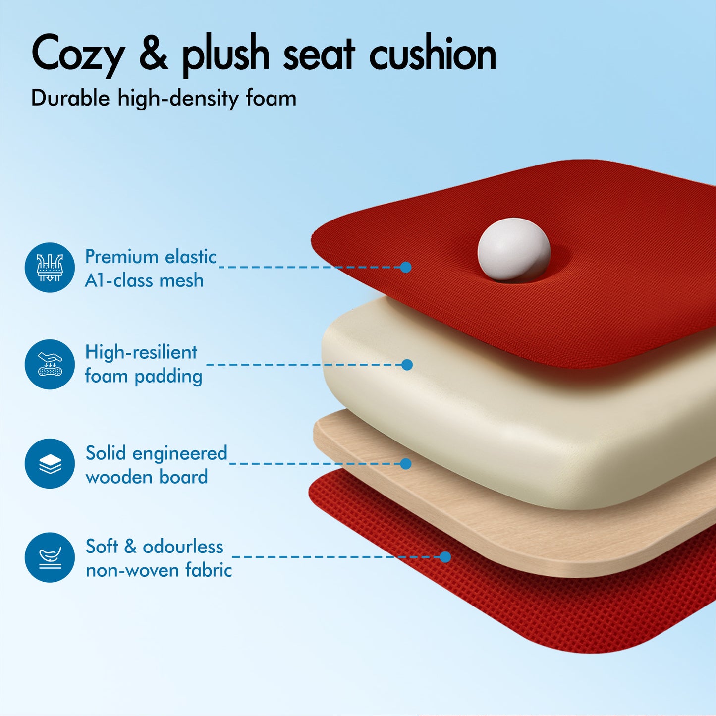 ELFORDSON Mesh Office Chair Executive Fabric Seat Tilt Computer Red