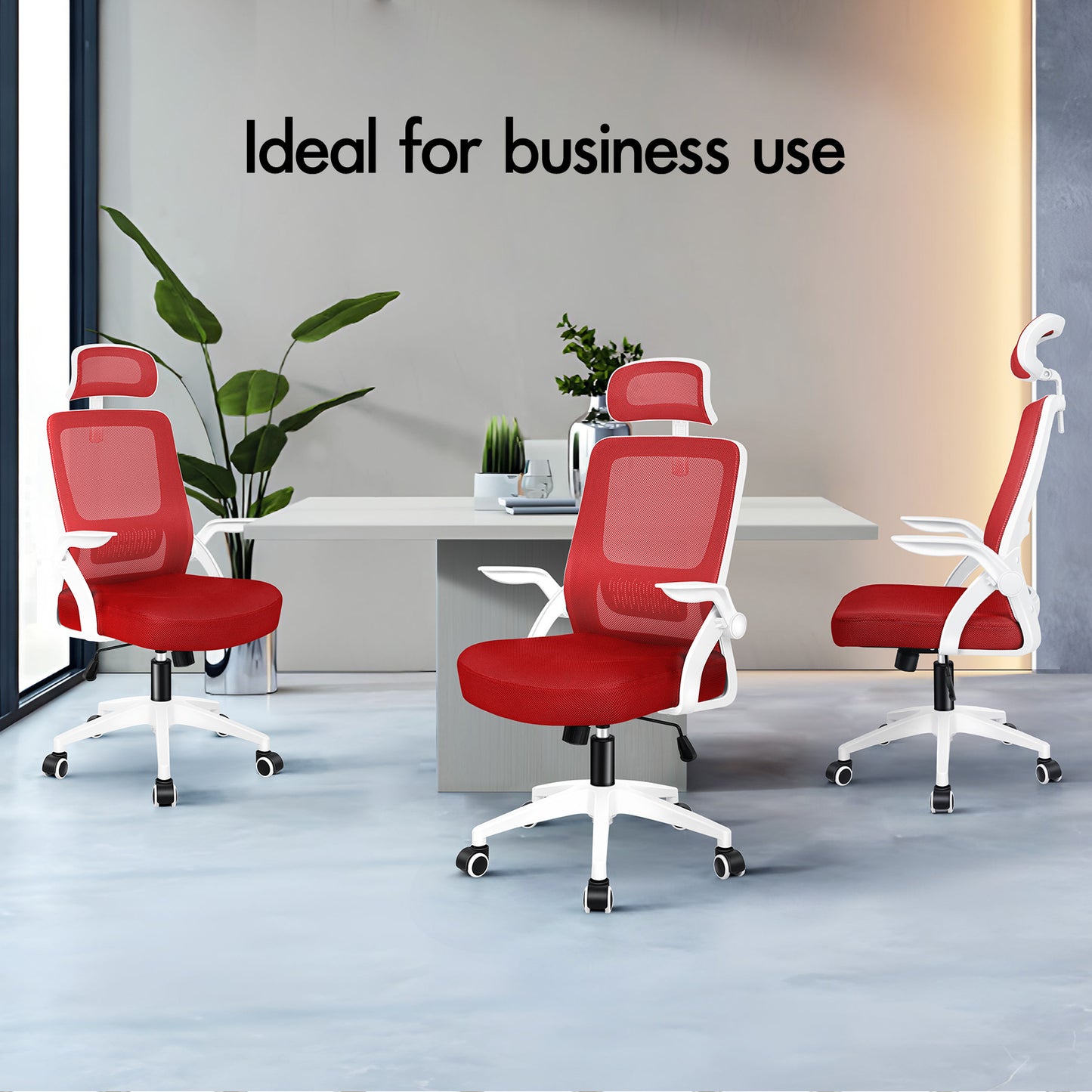ELFORDSON Mesh Office Chair Executive Fabric Seat Tilt Computer Red