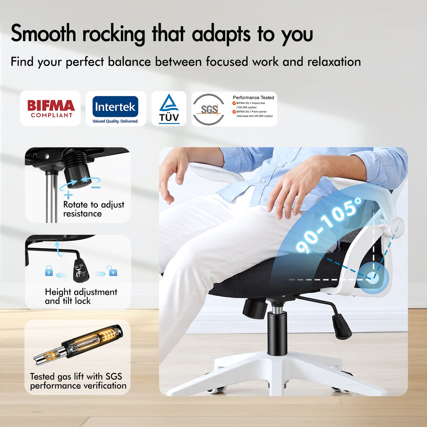 ELFORDSON Mesh Office Chair Executive Tilt Seat Racing Computer White and Black