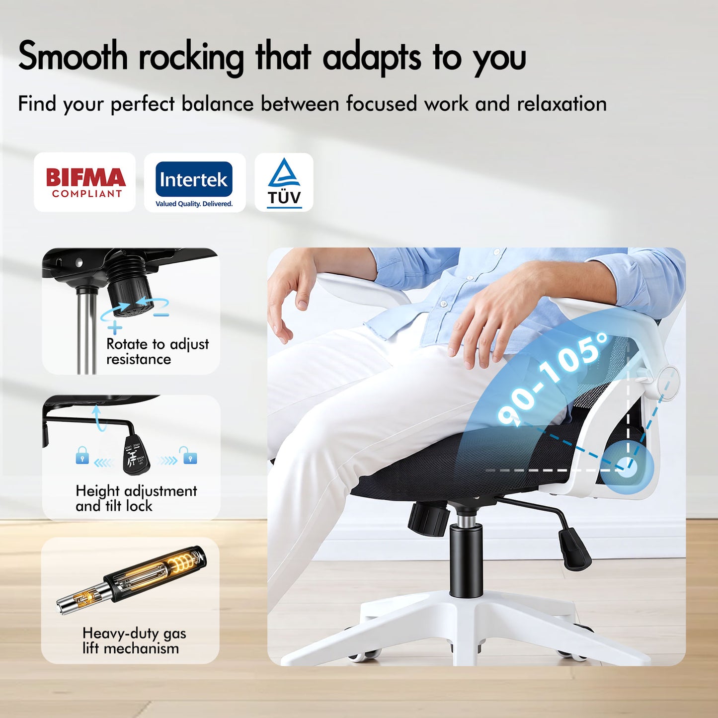 ELFORDSON Mesh Office Chair Executive Tilt Seat Racing Computer White and Black