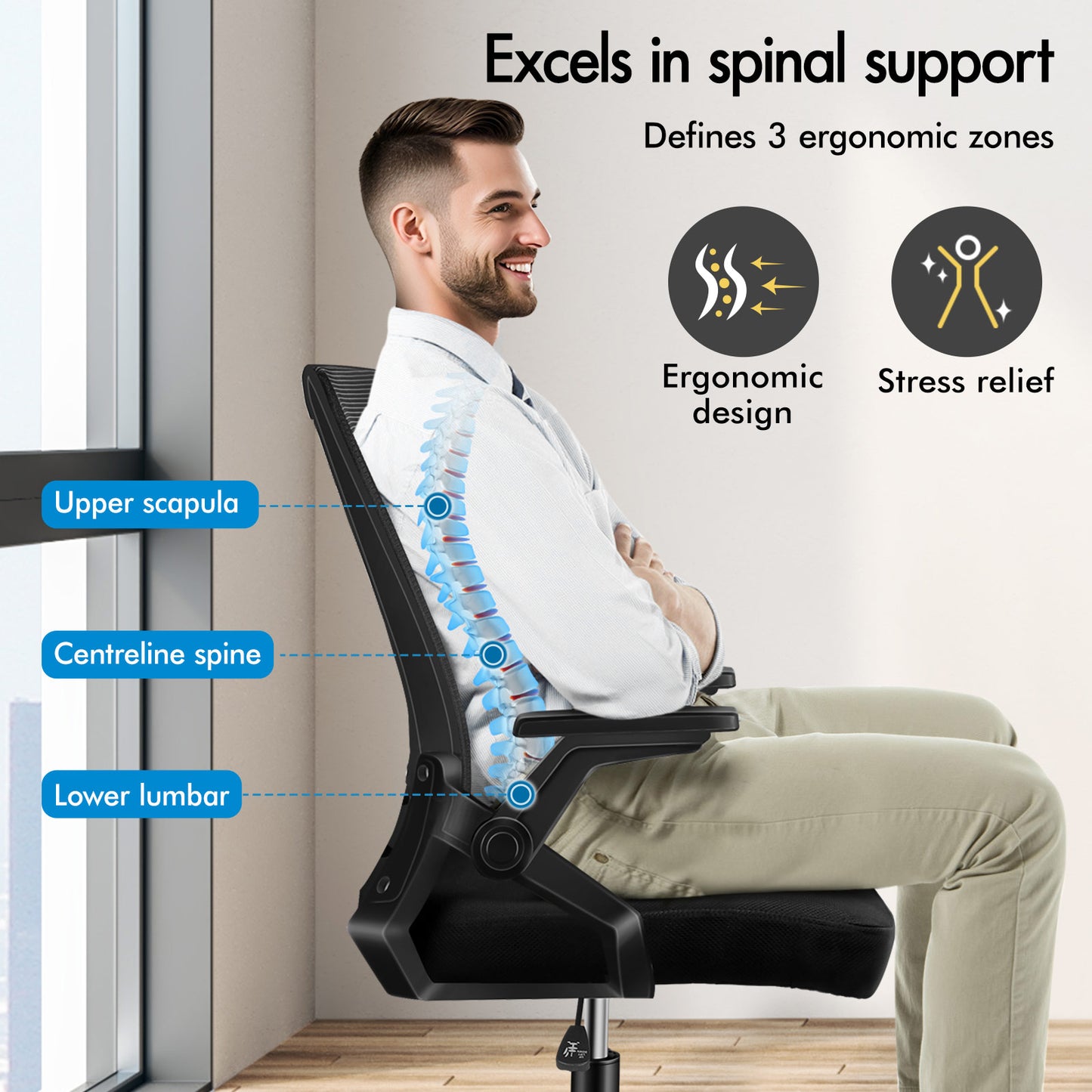 ELFORDSON Mesh Office Chair Gaming Racing Work All Black