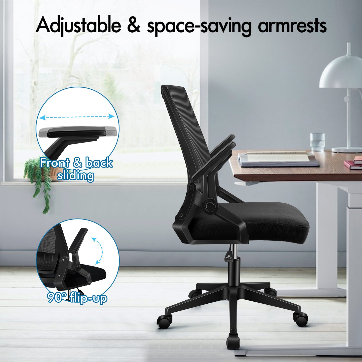 ELFORDSON Mesh Office Chair Gaming Racing Work All Black