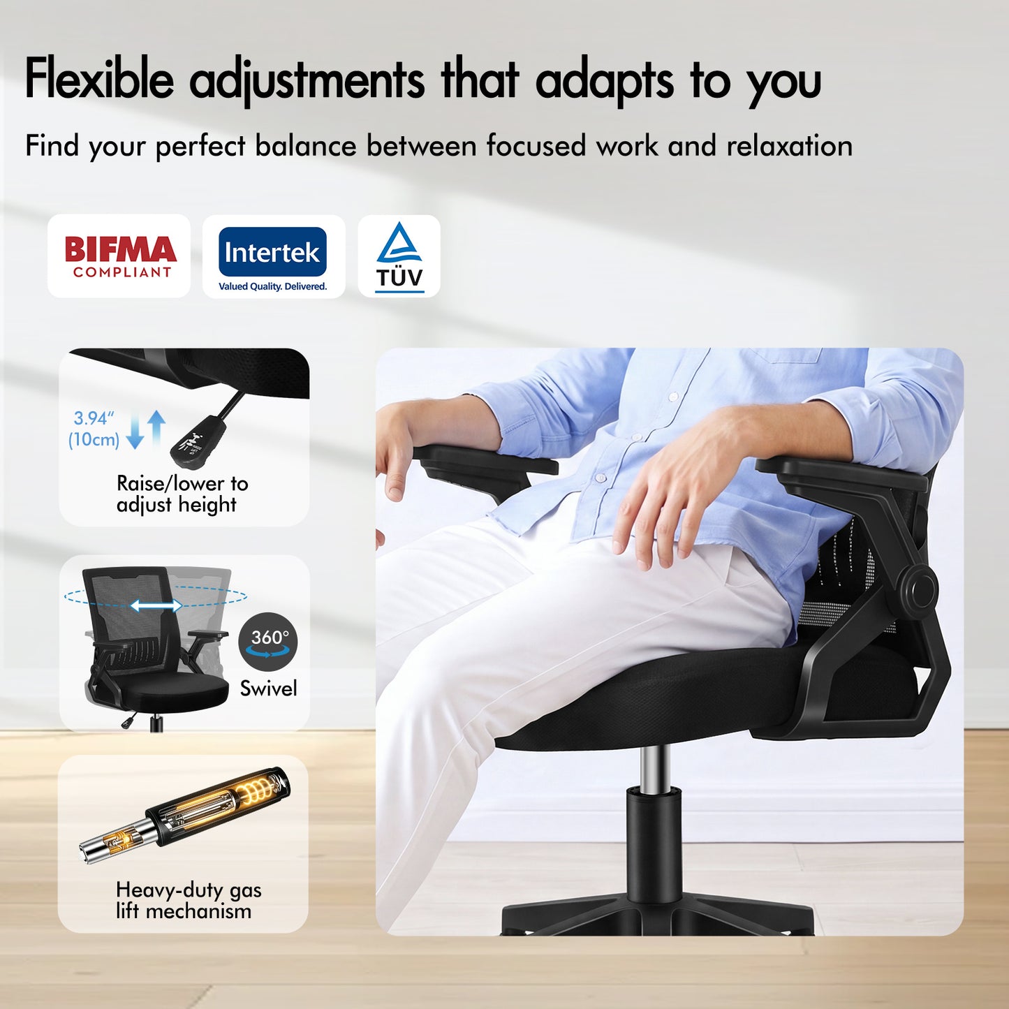 ELFORDSON Mesh Office Chair Gaming Racing Work All Black