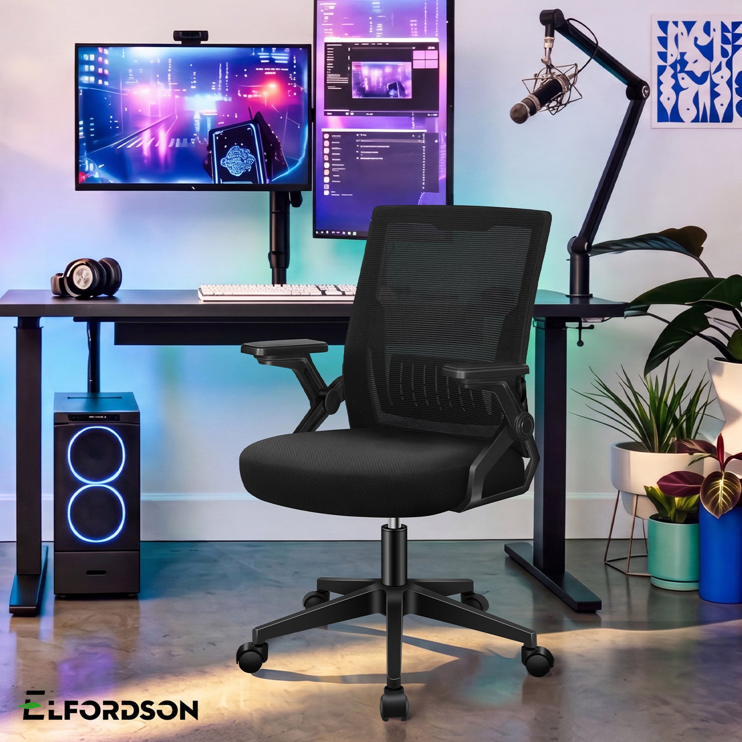ELFORDSON Mesh Office Chair Gaming Racing Work All Black
