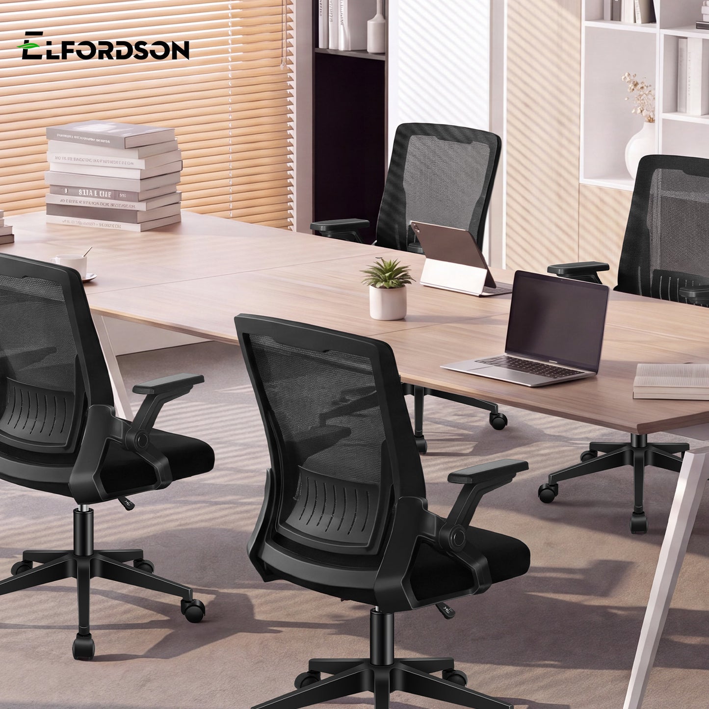 ELFORDSON Mesh Office Chair Gaming Racing Work All Black