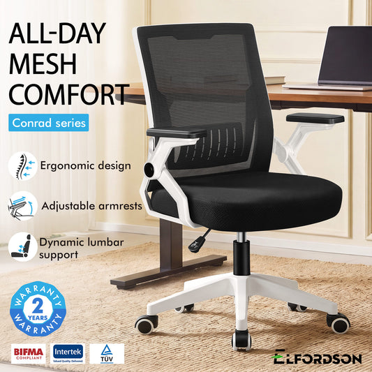 ELFORDSON Mesh Office Chair Gaming Racing Work Black and White