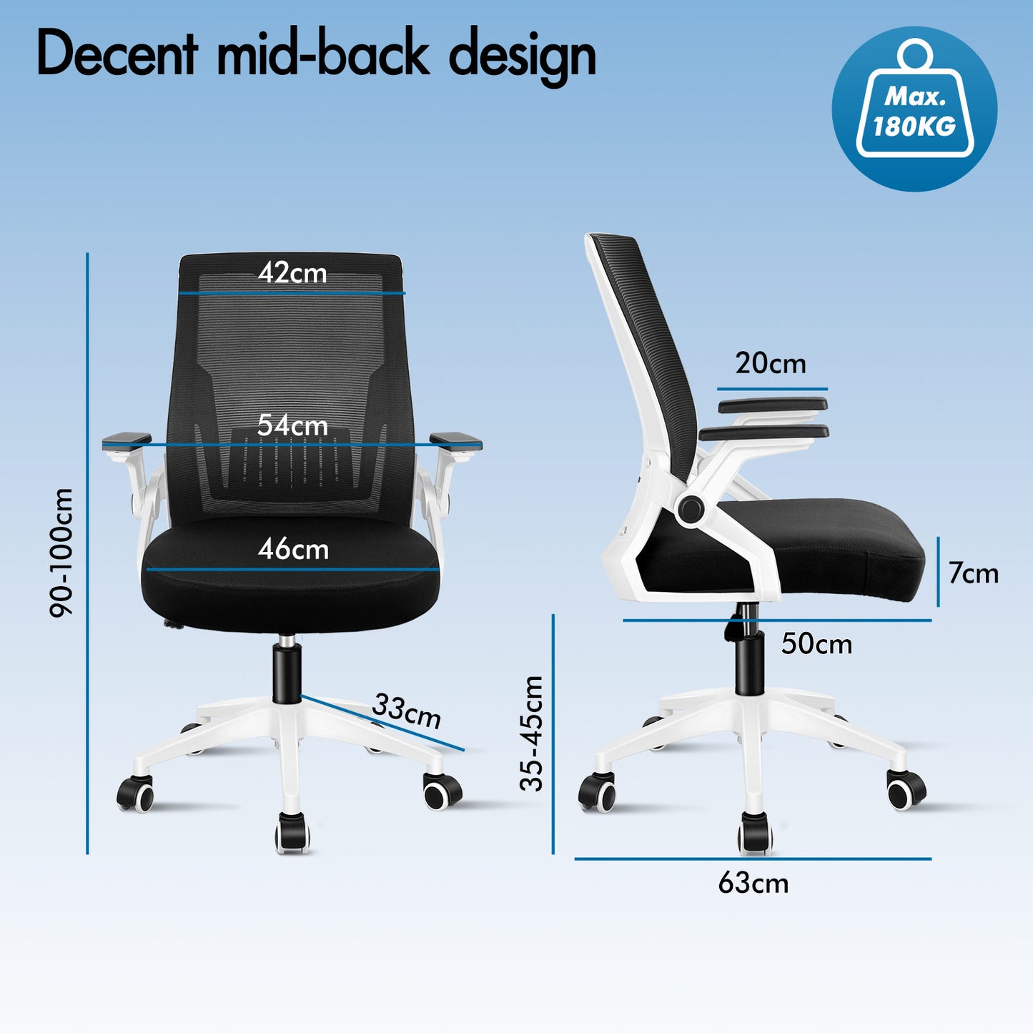 ELFORDSON Mesh Office Chair Gaming Racing Work Black and White