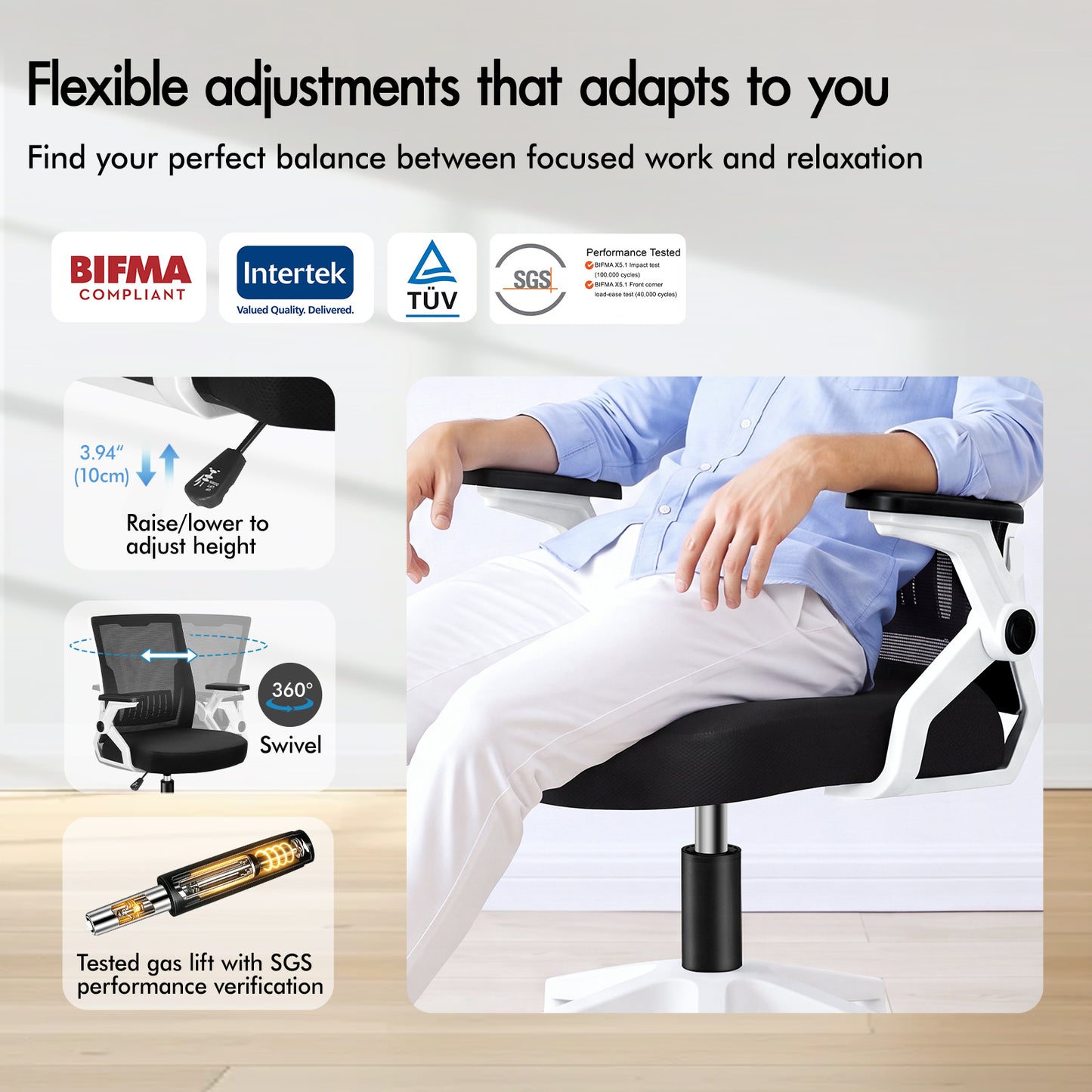 ELFORDSON Mesh Office Chair Gaming Racing Work Black and White