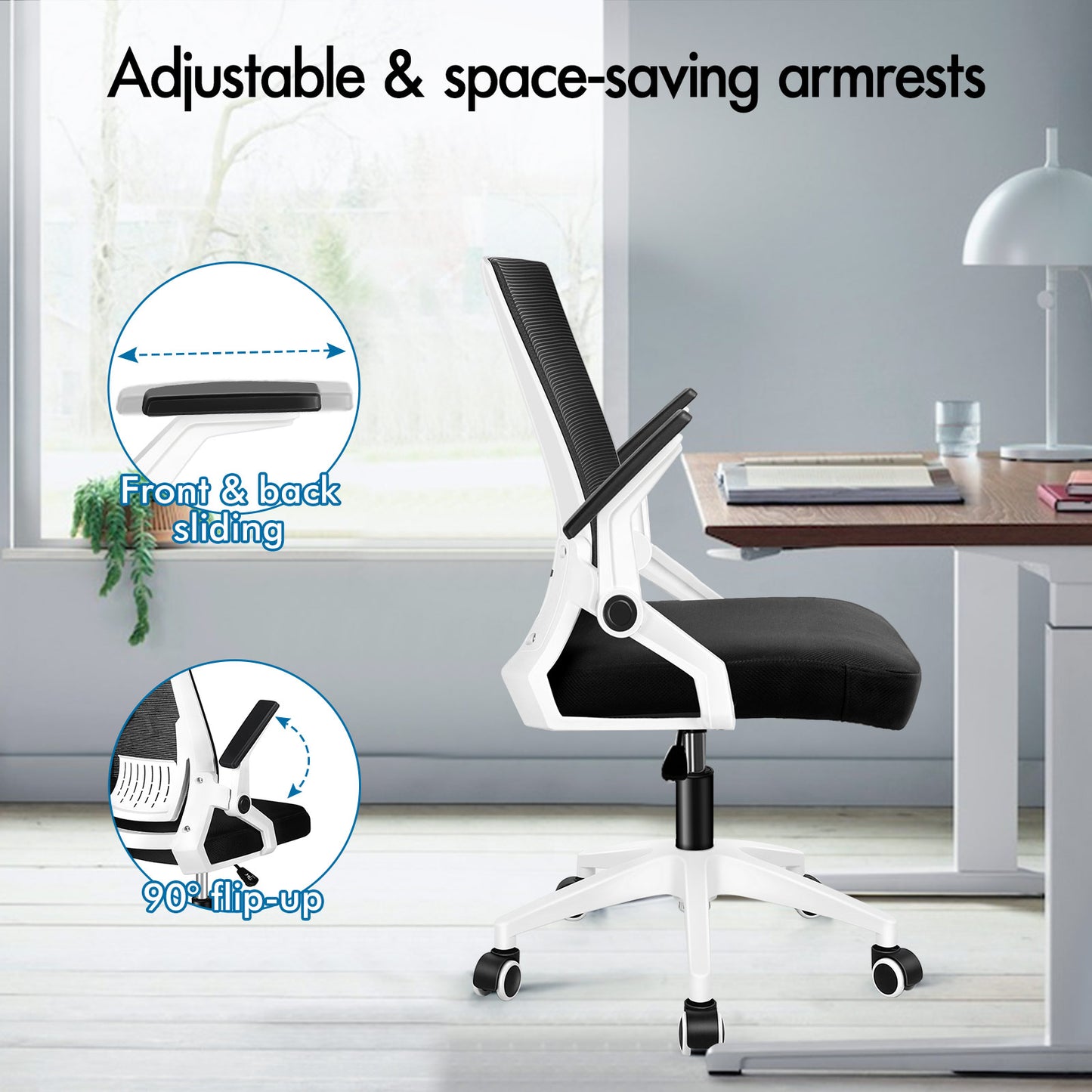 ELFORDSON Mesh Office Chair Gaming Racing Work Black and White