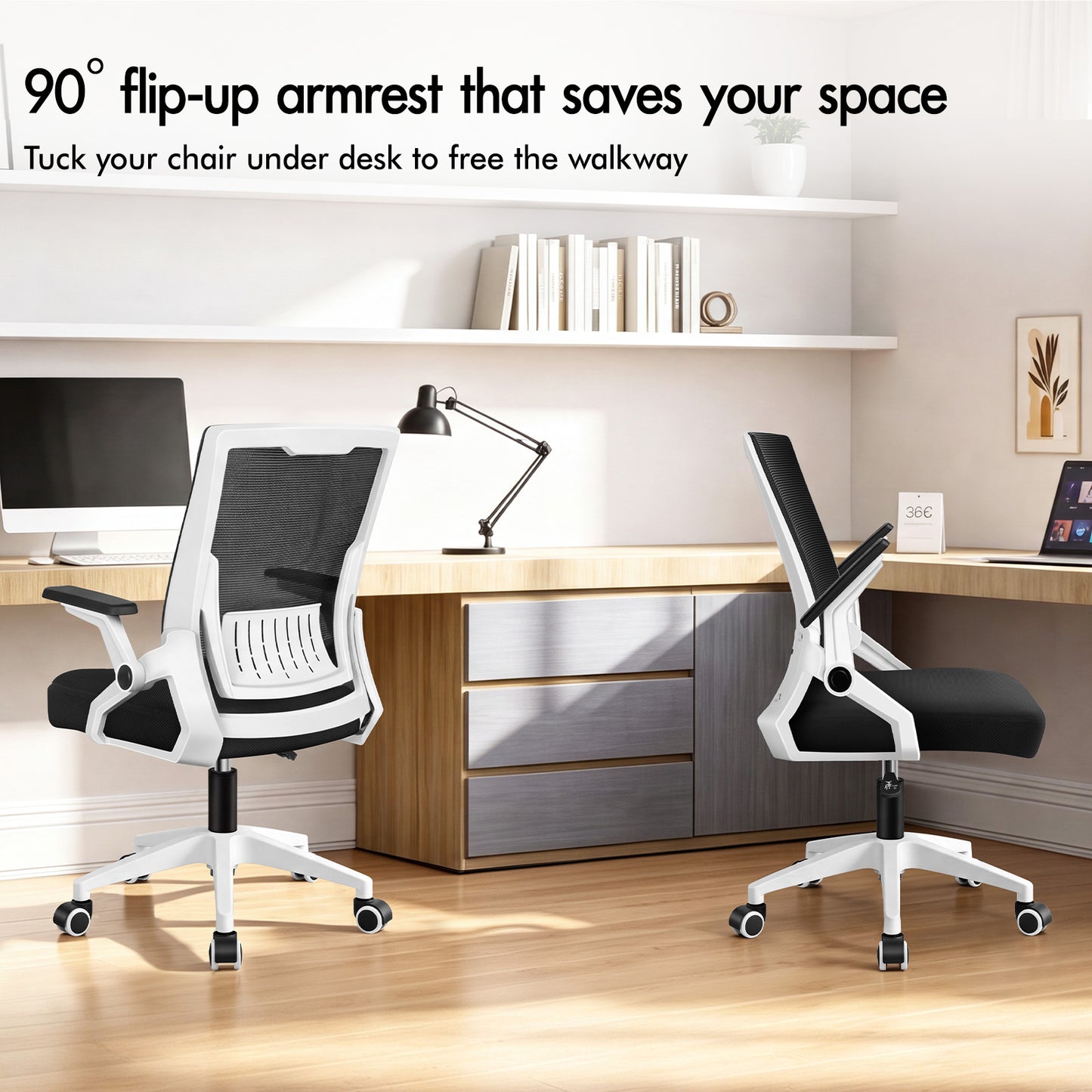 ELFORDSON Mesh Office Chair Gaming Racing Work Black and White