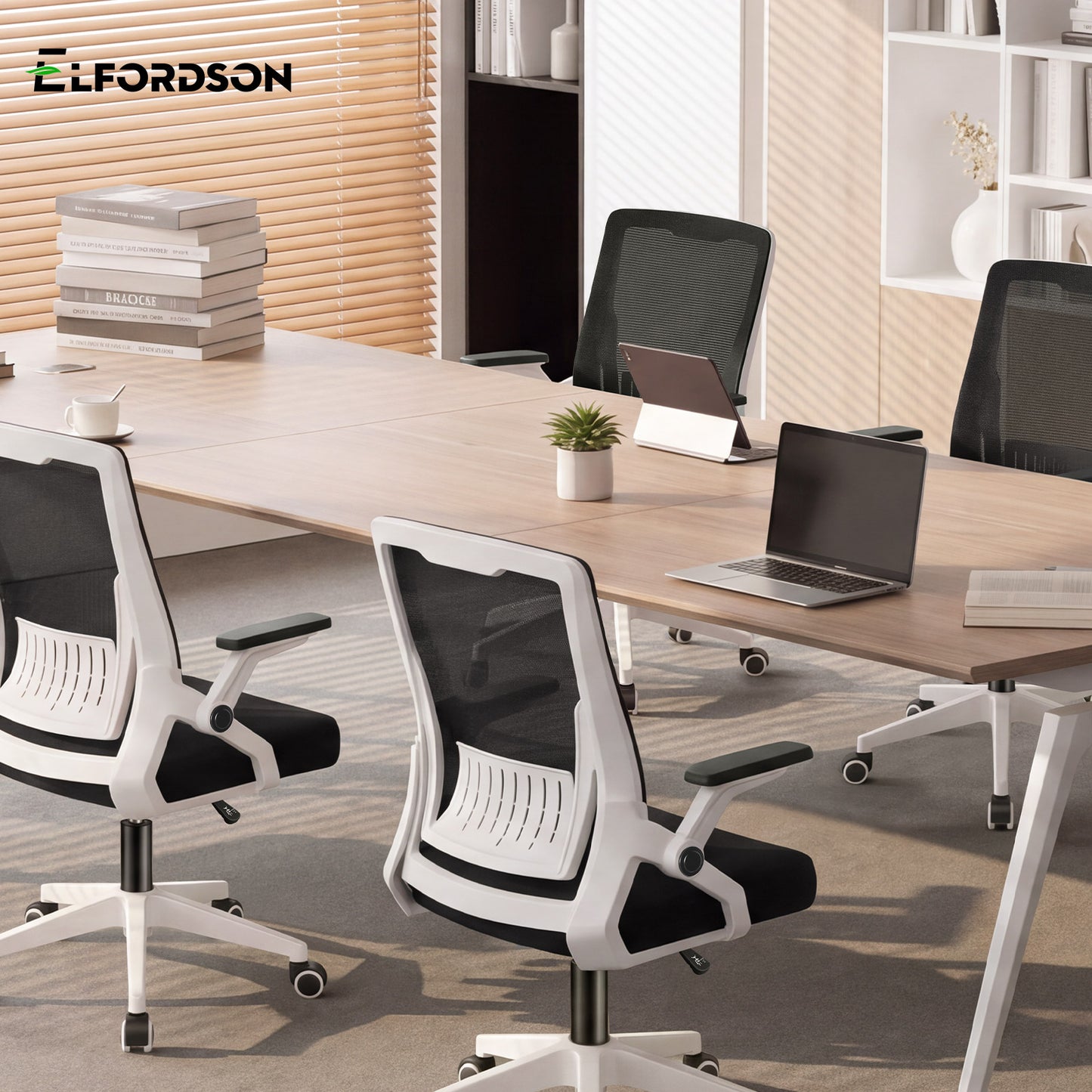 ELFORDSON Mesh Office Chair Gaming Racing Work Black and White