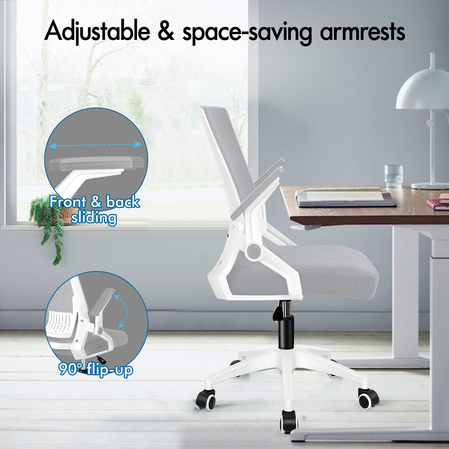 ELFORDSON Mesh Office Chair Gaming Racing Work Grey and White