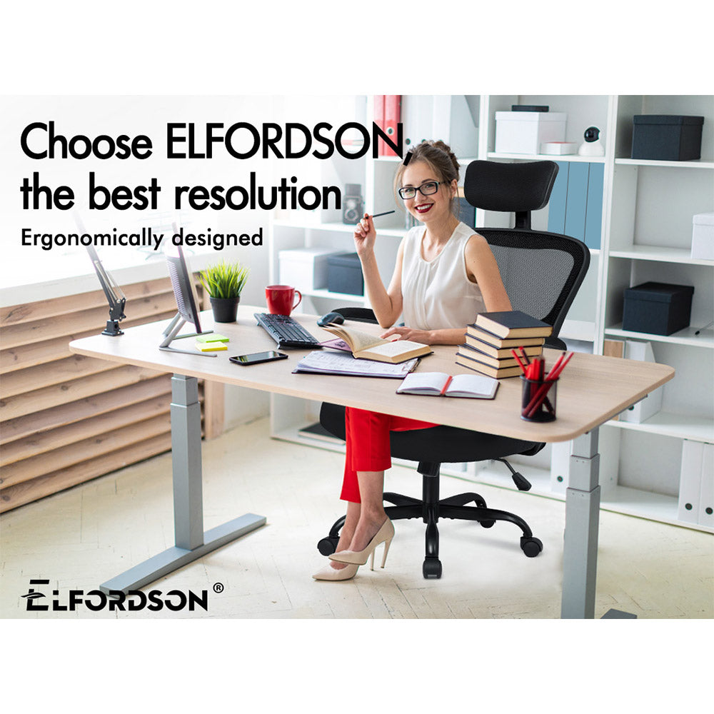 ELFORDSON Mesh Office Chair Executive Fabric Computer Seat Gaming Racing Tilt