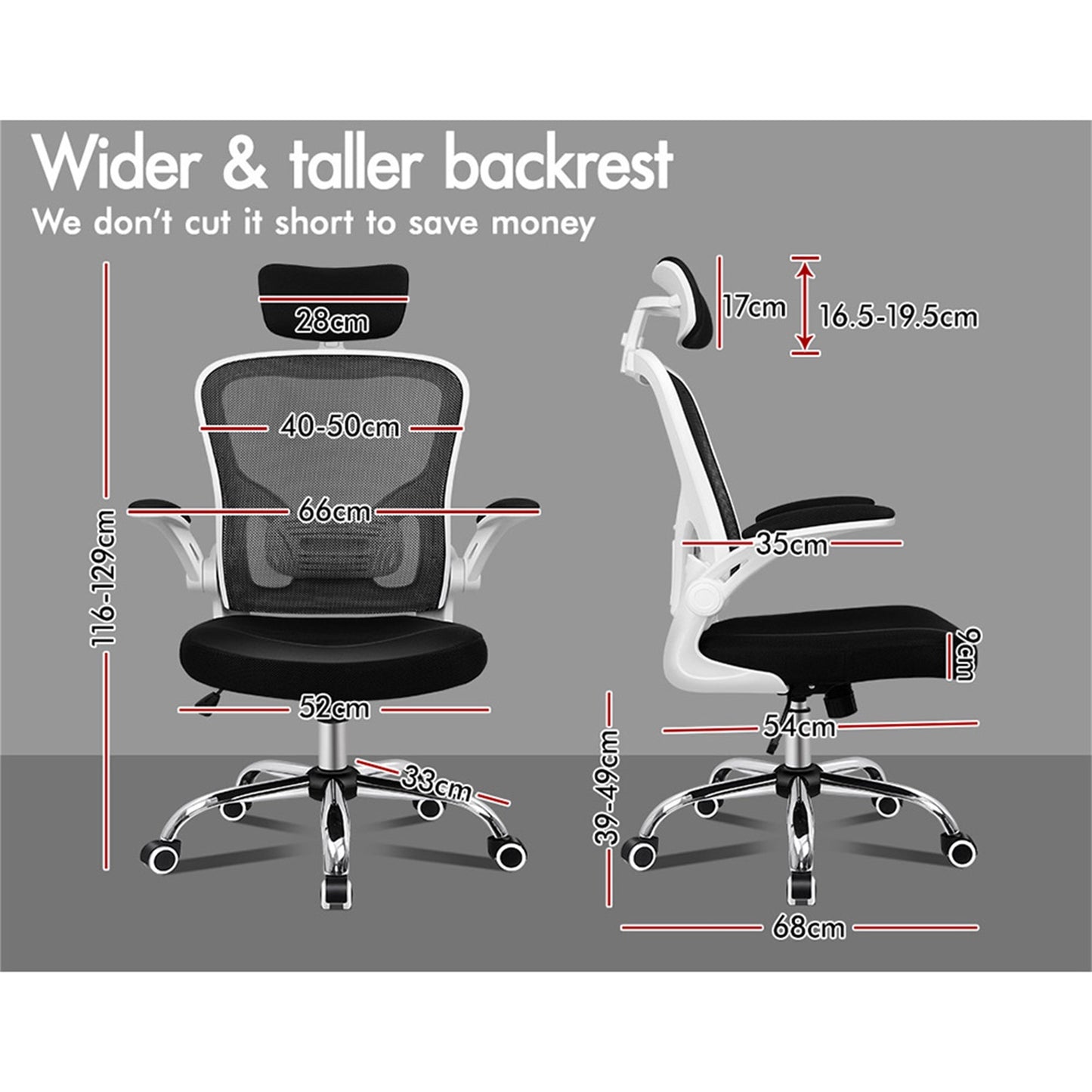 ELFORDSON Mesh Office Chair Executive Fabric Seat Gaming Racing Tilt Computer