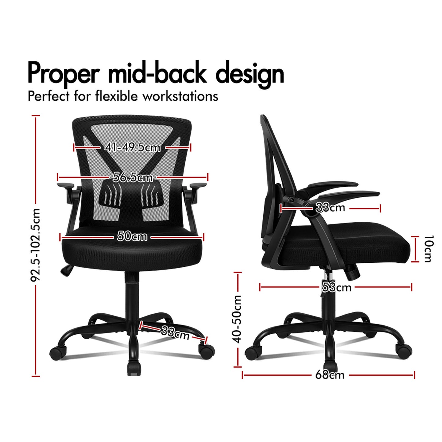 ELFORDSON Mesh Office Chair Executive Fabric Seat Gaming Racing Tilt Computer