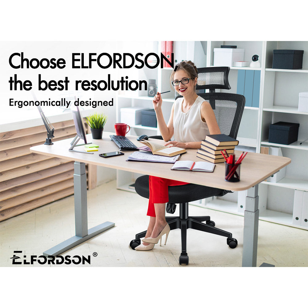 ELFORDSON Mesh Office Chair Executive Computer Chairs Study Work Seat Black