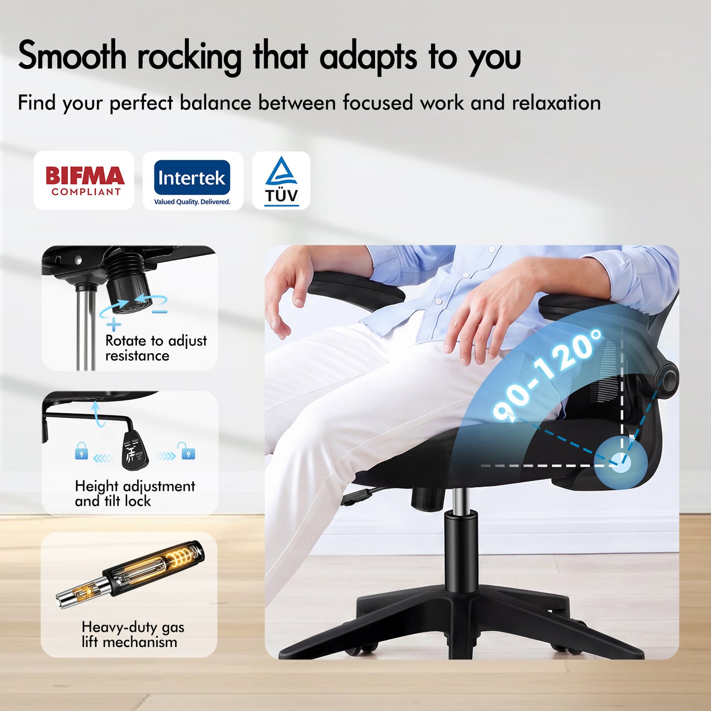 ELFORDSON Mesh Office Chair Executive Computer Fabric Tilt All Black