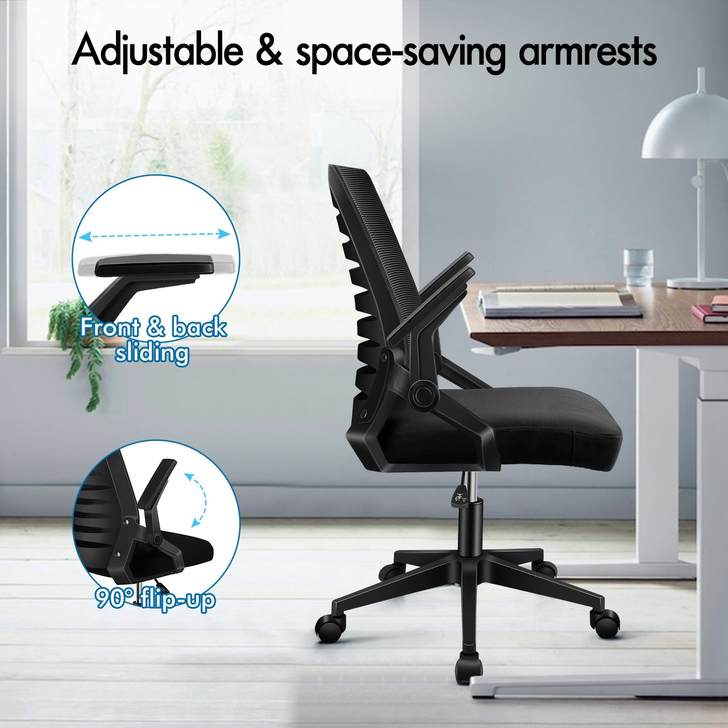 ELFORDSON Mesh Office Chair Executive Computer Seat Work All Black