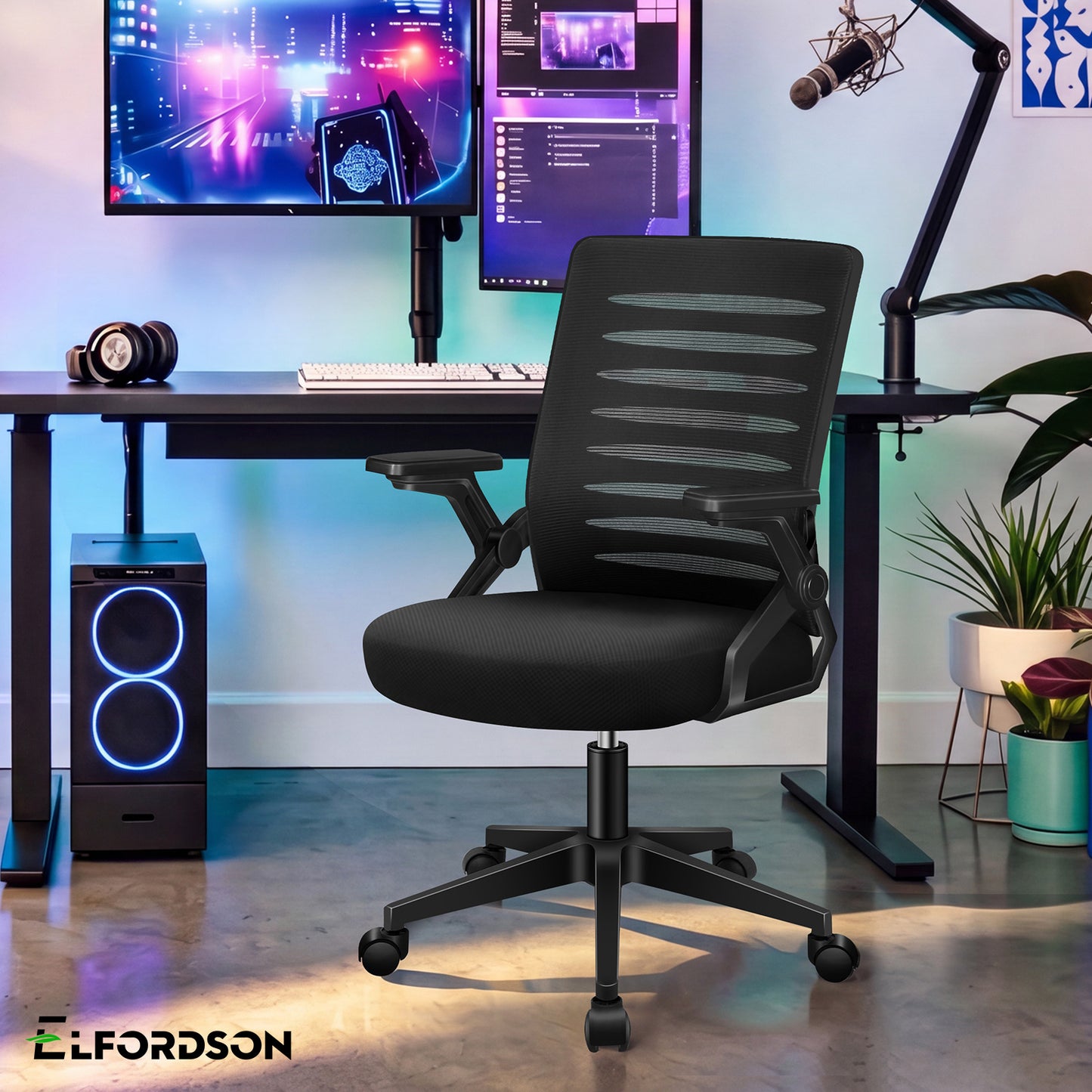 ELFORDSON Mesh Office Chair Executive Computer Seat Work All Black