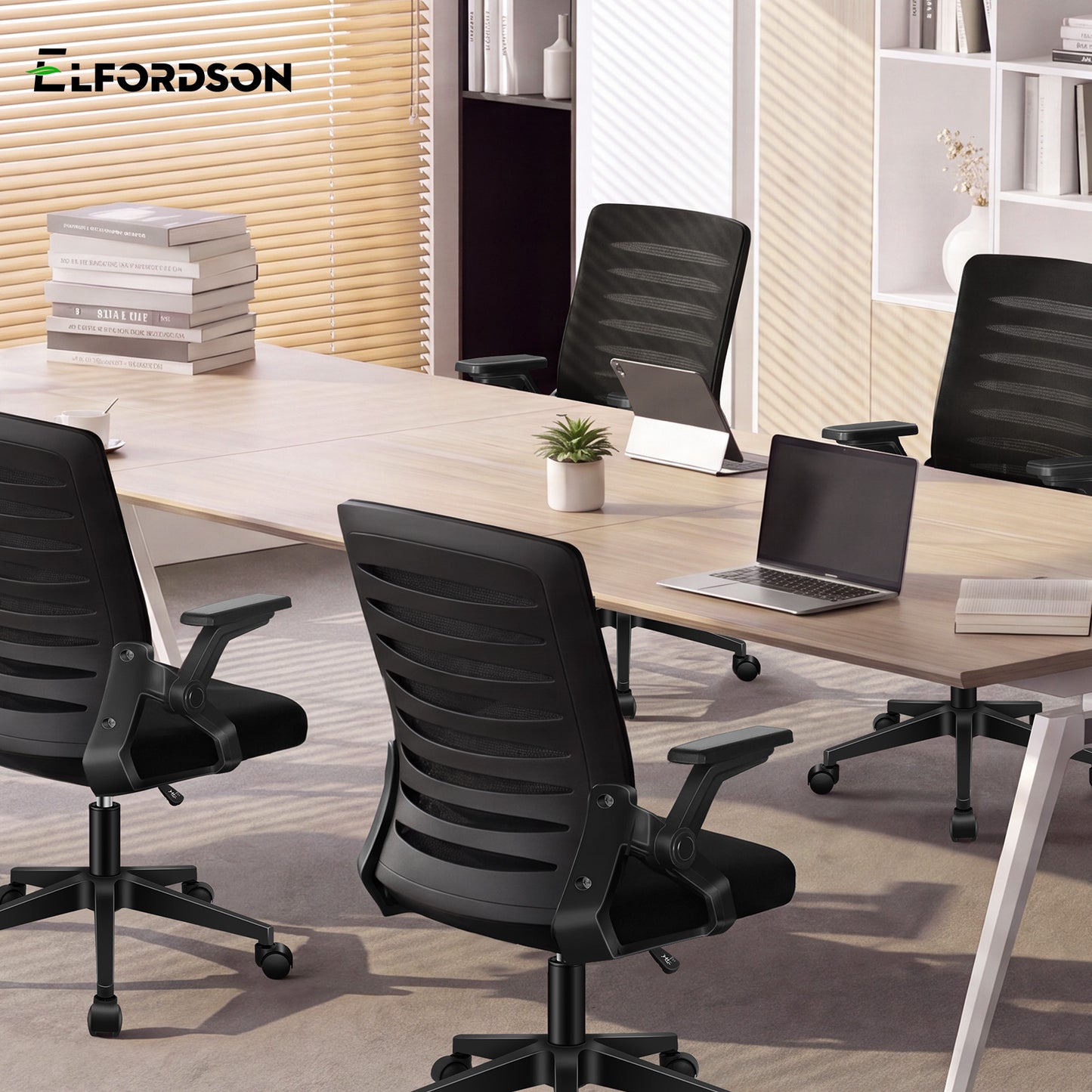 ELFORDSON Mesh Office Chair Executive Computer Seat Work All Black