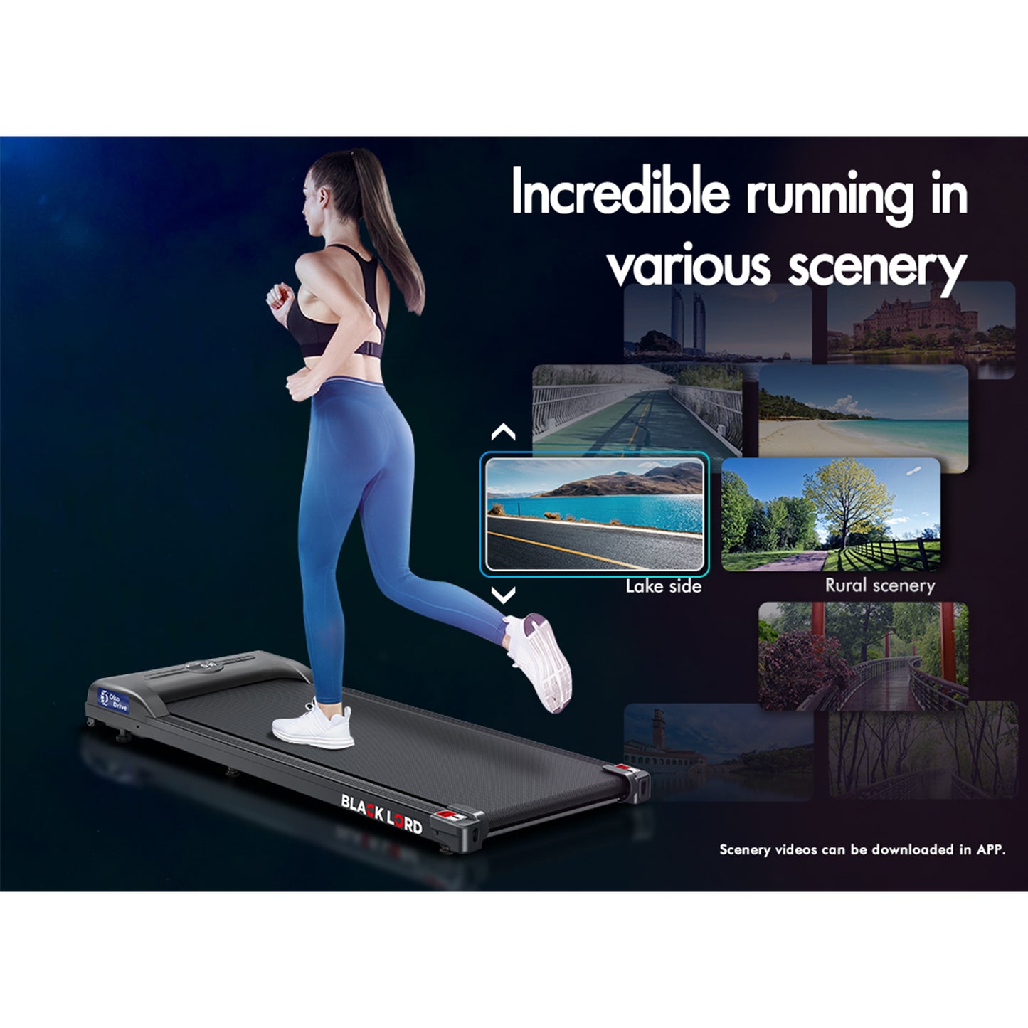 BLACK LORD Treadmill Electric Walking Pad Home Office Gym Fitness Remote Control