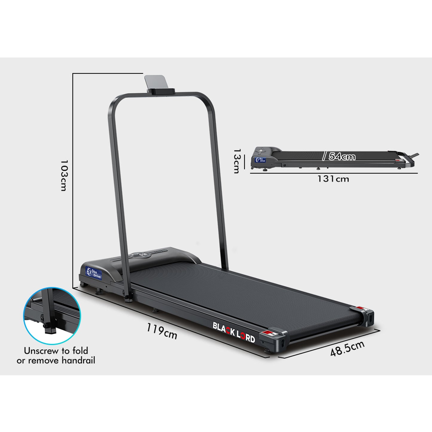 BLACK LORD Treadmill Electric Walking Pad Home Office Gym Fitness Foldable