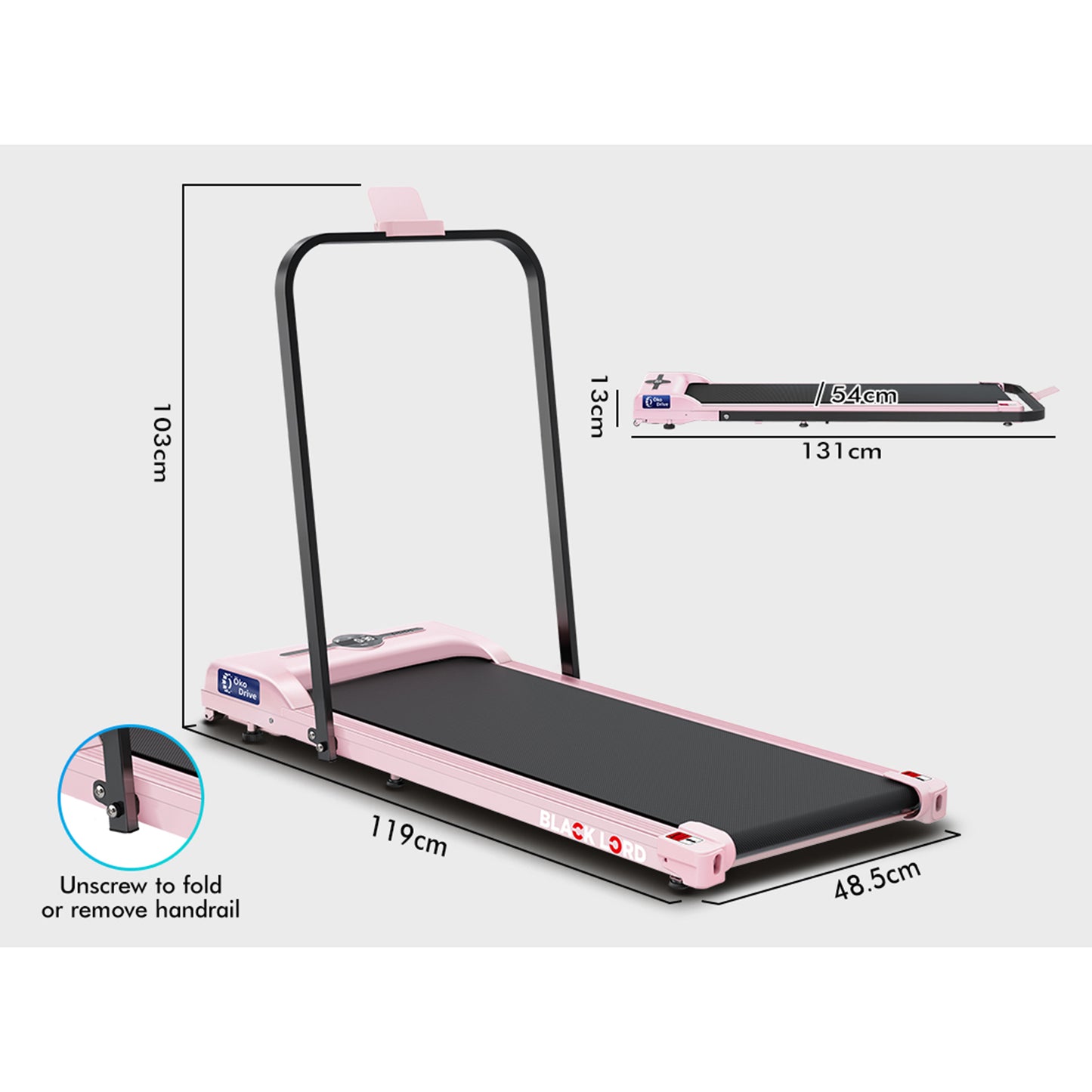 BLACK LORD Treadmill Electric Walking Pad Home Office Gym Fitness Foldable