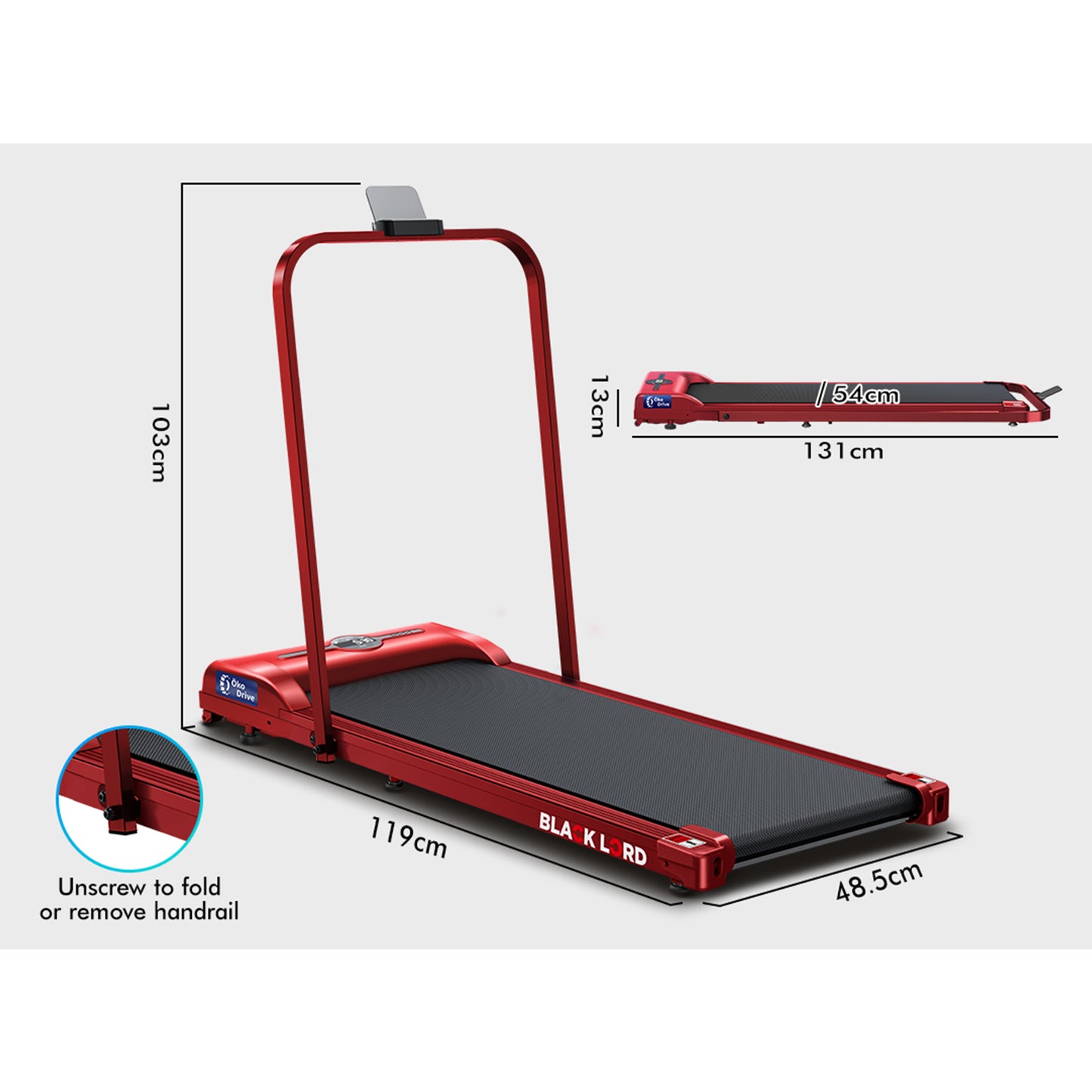 BLACK LORD Treadmill Electric Walking Pad Home Office Gym Fitness Foldable