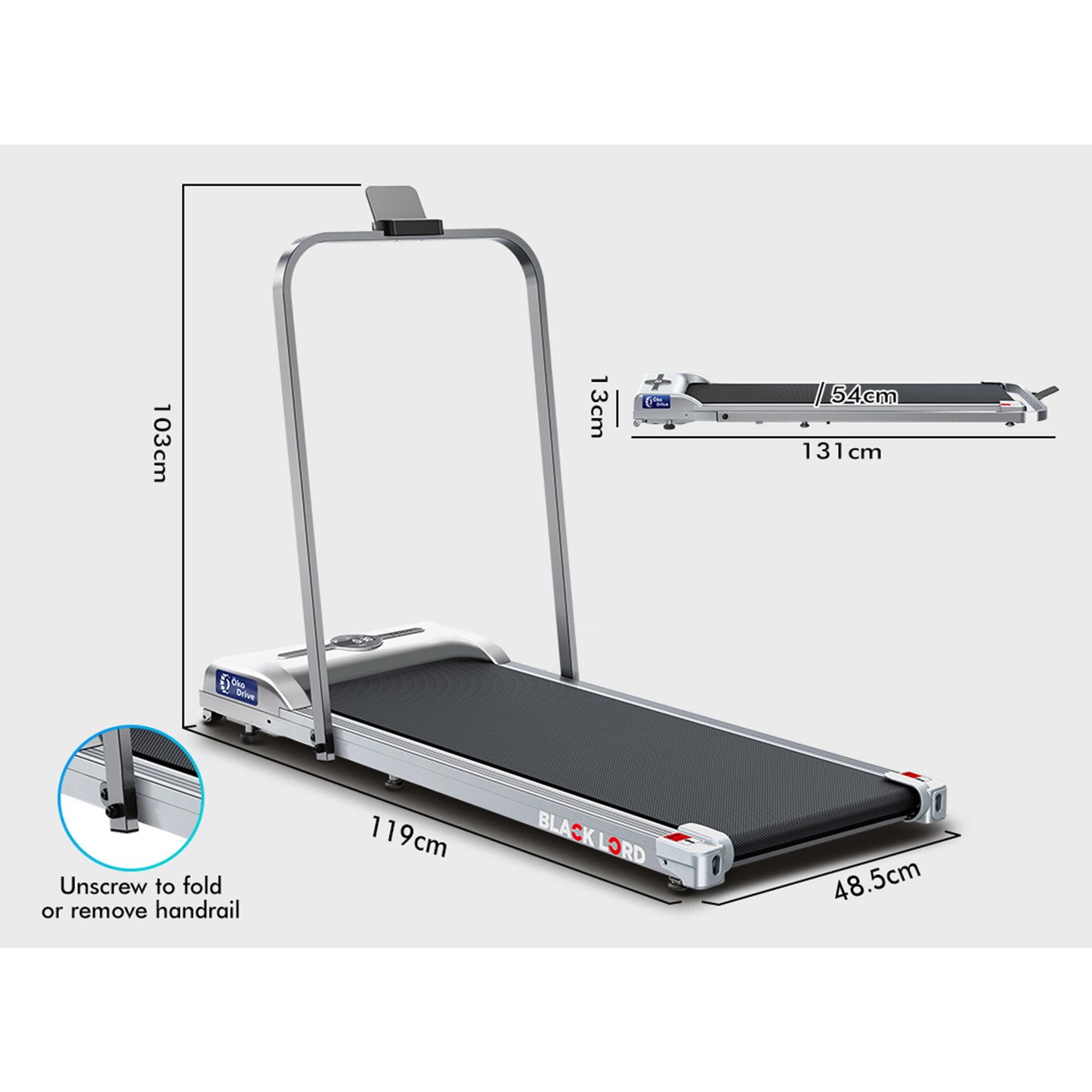 BLACK LORD Treadmill Electric Walking Pad Home Office Gym Fitness Foldable