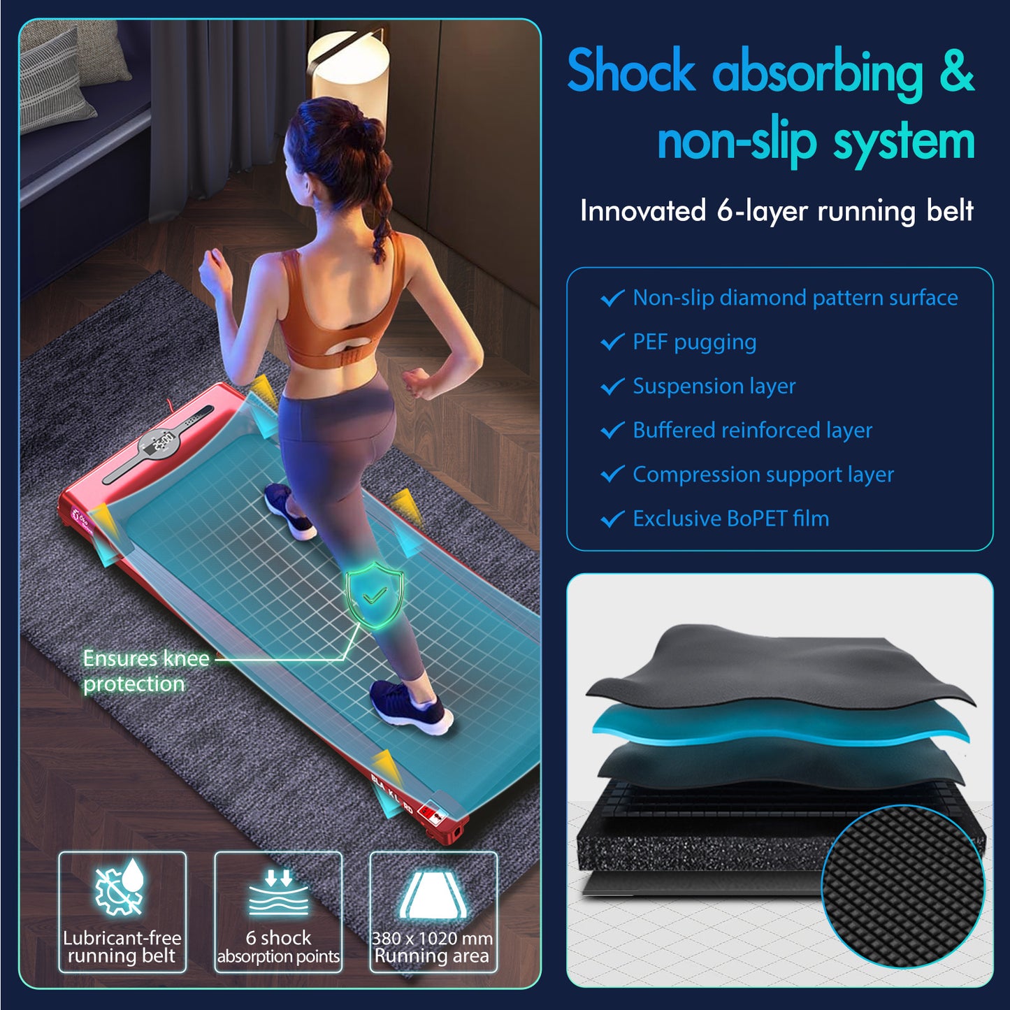 BLACK LORD Treadmill Electric Walking Pad Home Office Gym Fitness Remote Control