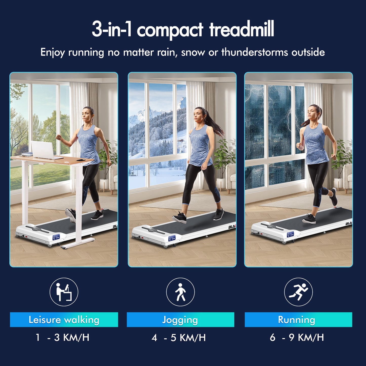 BLACK LORD Treadmill Electric Walking Pad Home Office Gym Fitness Remote Control