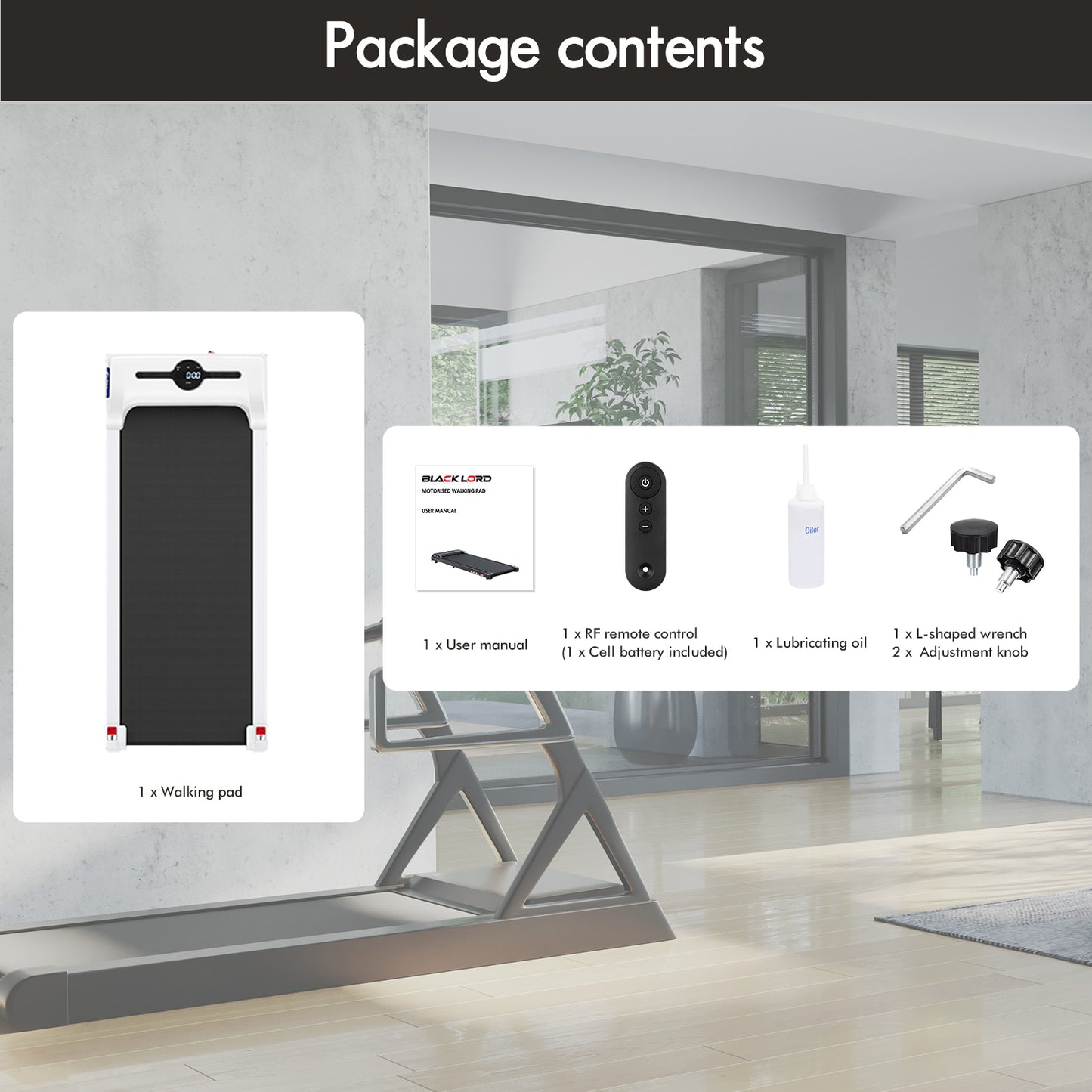 BLACK LORD Treadmill Electric Walking Pad Home Office Gym Fitness Remote Control