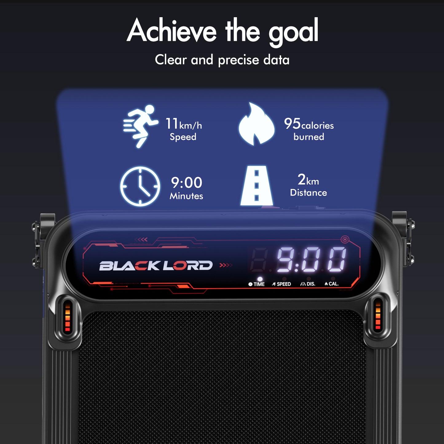 BLACK LORD Treadmill Electric Walking Pad Incline Shock Absorbers Gym Black