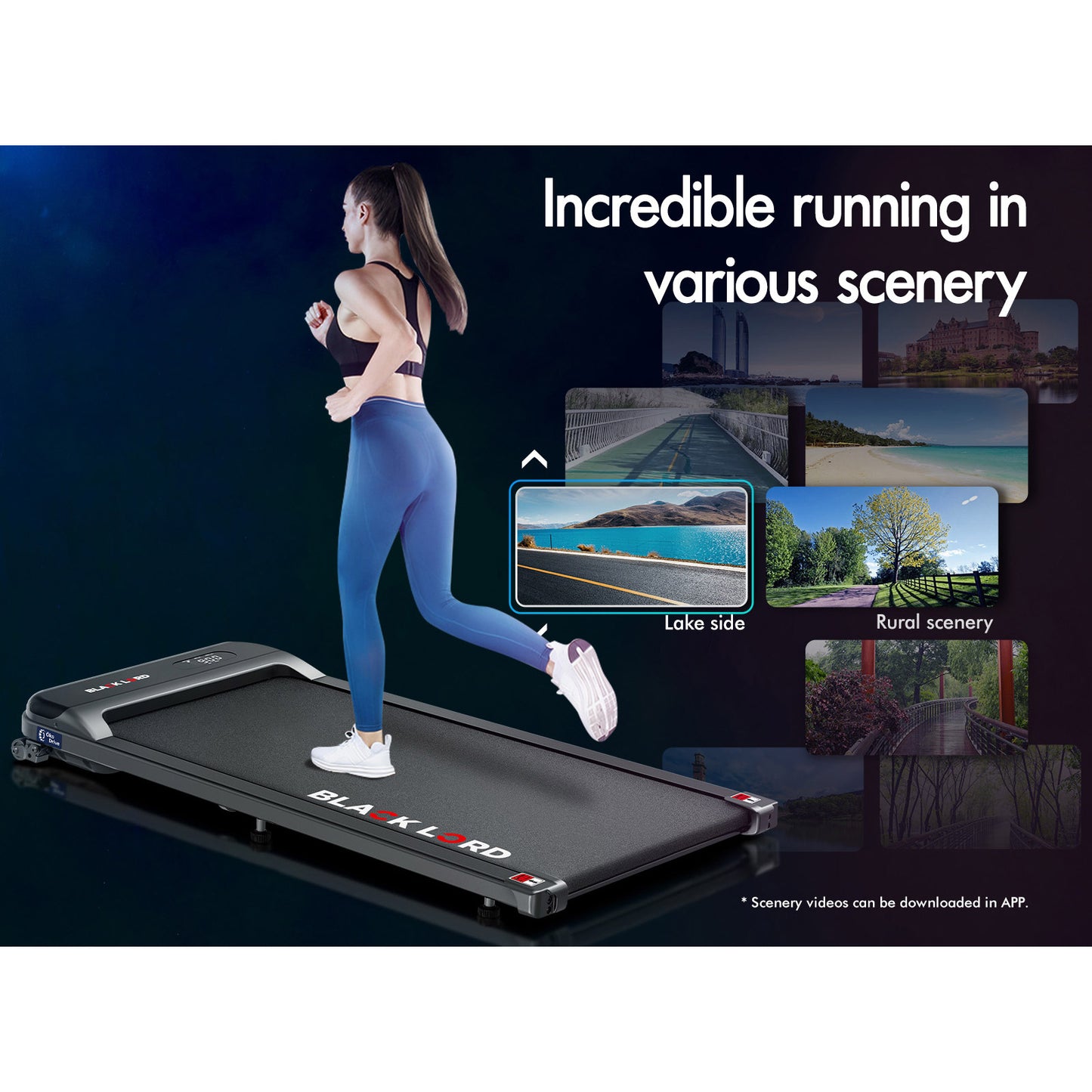 BLACK LORD Treadmill Electric Walking Pad Home Office Gym Fitness Incline MS2