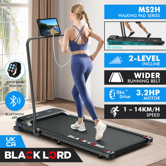 BLACK LORD Treadmill Electric Walking Pad Home Office Incline Foldable Black