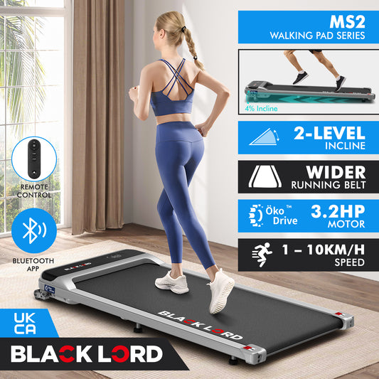 BLACK LORD Treadmill Electric Walking Pad Home Office Gym Fitness Incline MS2