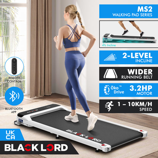 BLACK LORD Treadmill Electric Walking Pad Home Office Gym Fitness Incline MS2